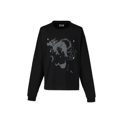 ascii art "G" long sleeve t shirt【black】